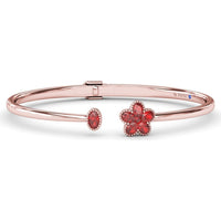 Open Floral Bangle with Milgrain Set Oval Rubies by Fana - 1.69 Carat Total Ruby Weight