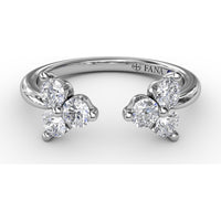 Open Shank Wrap Ring with Shared-Prong Round Diamond Clusters by Fana - 0.63 Carat Total Diamond Weight
