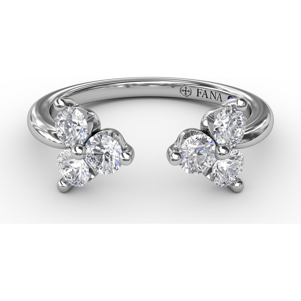 Open Shank Wrap Ring with Shared-Prong Round Diamond Clusters by Fana - 0.63 Carat Total Diamond Weight