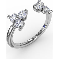 Open Shank Wrap Ring with Shared-Prong Round Diamond Clusters by Fana - 0.63 Carat Total Diamond Weight