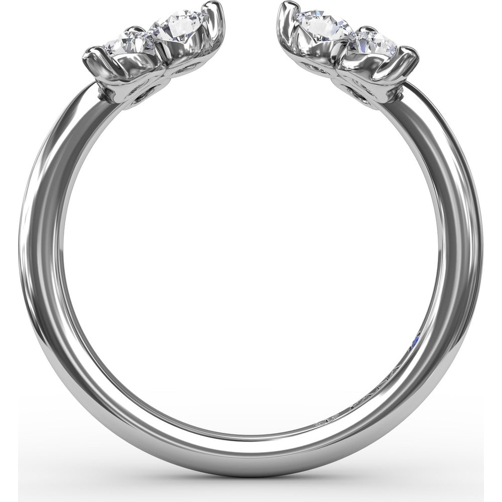 Open Shank Wrap Ring with Shared-Prong Round Diamond Clusters by Fana - 0.63 Carat Total Diamond Weight