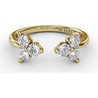 Open Shank Wrap Ring with Shared-Prong Round Diamond Clusters by Fana - 0.63 Carat Total Diamond Weight