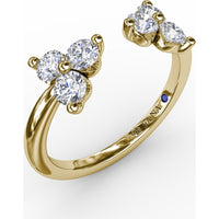 Open Shank Wrap Ring with Shared-Prong Round Diamond Clusters by Fana - 0.63 Carat Total Diamond Weight