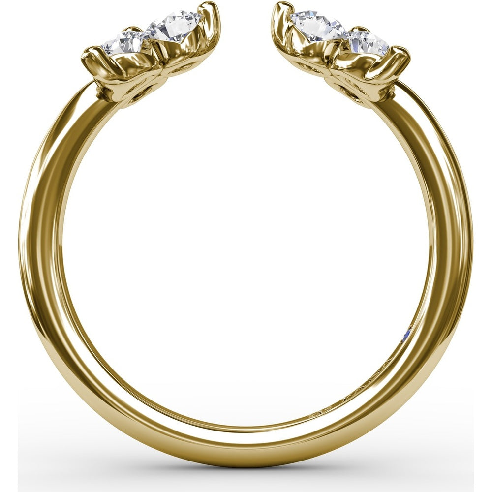 Open Shank Wrap Ring with Shared-Prong Round Diamond Clusters by Fana - 0.63 Carat Total Diamond Weight