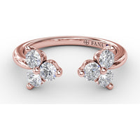 Open Shank Wrap Ring with Shared-Prong Round Diamond Clusters by Fana - 0.63 Carat Total Diamond Weight
