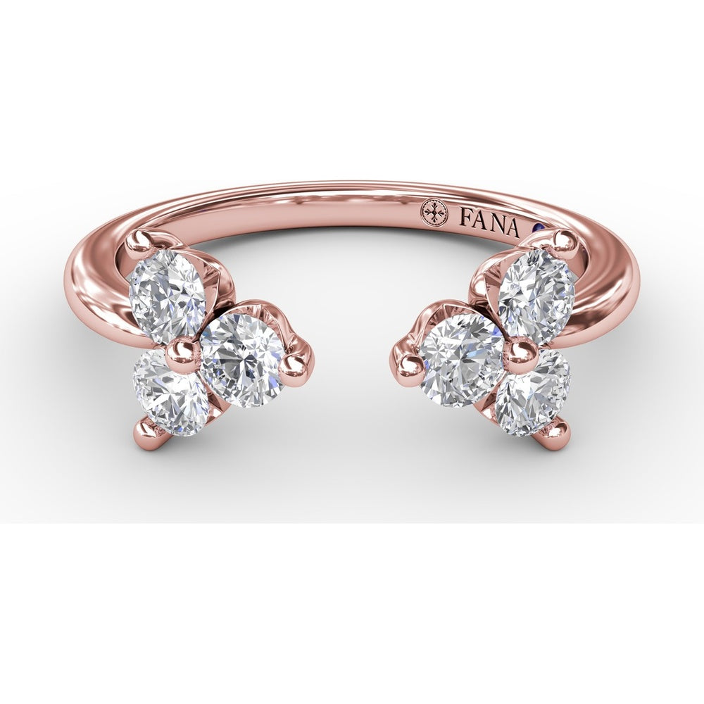 Open Shank Wrap Ring with Shared-Prong Round Diamond Clusters by Fana - 0.63 Carat Total Diamond Weight