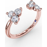 Open Shank Wrap Ring with Shared-Prong Round Diamond Clusters by Fana - 0.63 Carat Total Diamond Weight