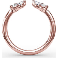 Open Shank Wrap Ring with Shared-Prong Round Diamond Clusters by Fana - 0.63 Carat Total Diamond Weight