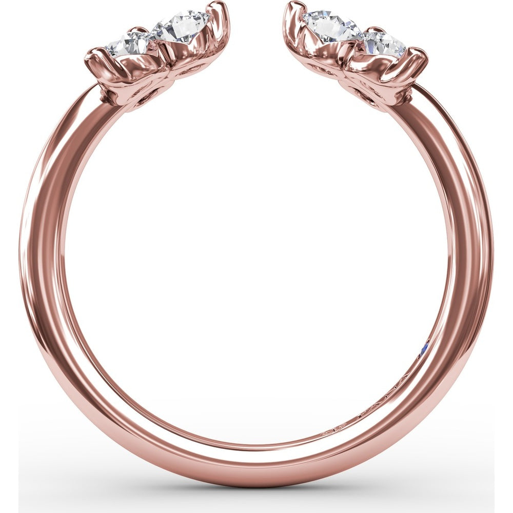 Open Shank Wrap Ring with Shared-Prong Round Diamond Clusters by Fana - 0.63 Carat Total Diamond Weight