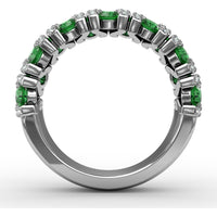 Openwork Band with Pavé Diamonds and Round Emeralds by Fana - 1.72 Carat Total Gemstone Weight