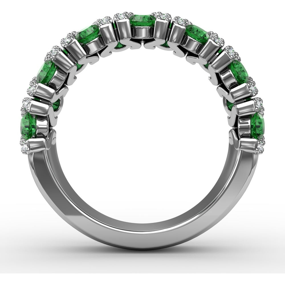 Openwork Band with Pavé Diamonds and Round Emeralds by Fana - 1.72 Carat Total Gemstone Weight