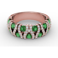 Openwork Band with Pavé Diamonds and Round Emeralds by Fana - 1.72 Carat Total Gemstone Weight