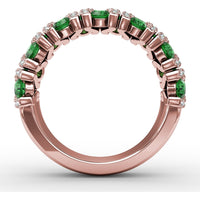 Openwork Band with Pavé Diamonds and Round Emeralds by Fana - 1.72 Carat Total Gemstone Weight