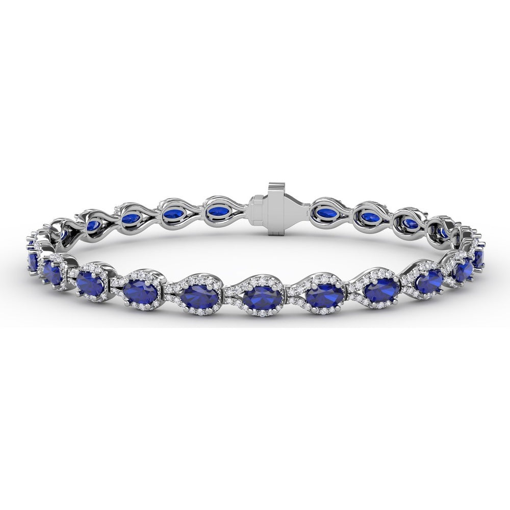 Openwork Bracelet with Halo-Set Oval Sapphires and Pavé Diamonds by Fana - 9.65 Carat Total Gemstone Weight