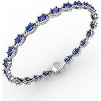 Openwork Bracelet with Halo-Set Oval Sapphires and Pavé Diamonds by Fana - 9.65 Carat Total Gemstone Weight