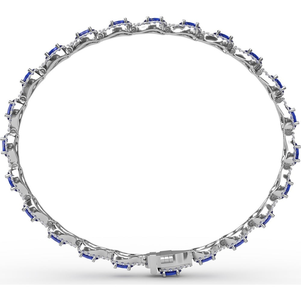 Openwork Bracelet with Halo-Set Oval Sapphires and Pavé Diamonds by Fana - 9.65 Carat Total Gemstone Weight
