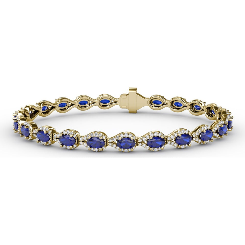 Openwork Bracelet with Halo-Set Oval Sapphires and Pavé Diamonds by Fana - 9.65 Carat Total Gemstone Weight