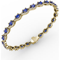 Openwork Bracelet with Halo-Set Oval Sapphires and Pavé Diamonds by Fana - 9.65 Carat Total Gemstone Weight