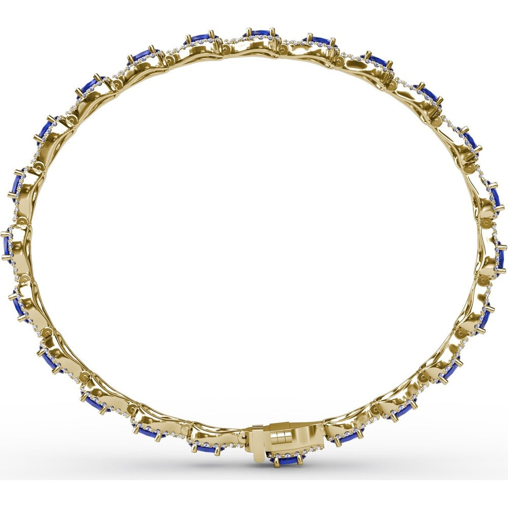 Openwork Bracelet with Halo-Set Oval Sapphires and Pavé Diamonds by Fana - 9.65 Carat Total Gemstone Weight