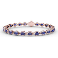 Openwork Bracelet with Halo-Set Oval Sapphires and Pavé Diamonds by Fana - 9.65 Carat Total Gemstone Weight