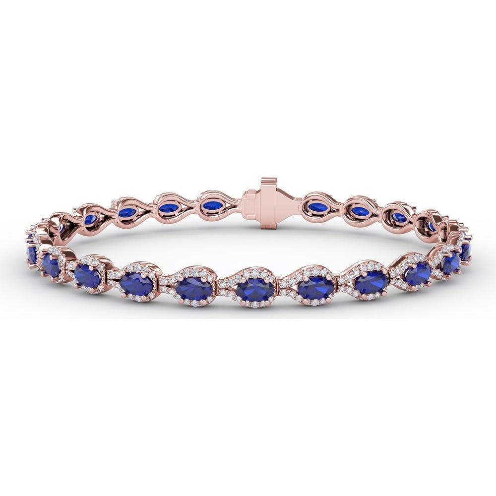 Openwork Bracelet with Halo-Set Oval Sapphires and Pavé Diamonds by Fana - 9.65 Carat Total Gemstone Weight