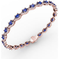 Openwork Bracelet with Halo-Set Oval Sapphires and Pavé Diamonds by Fana - 9.65 Carat Total Gemstone Weight