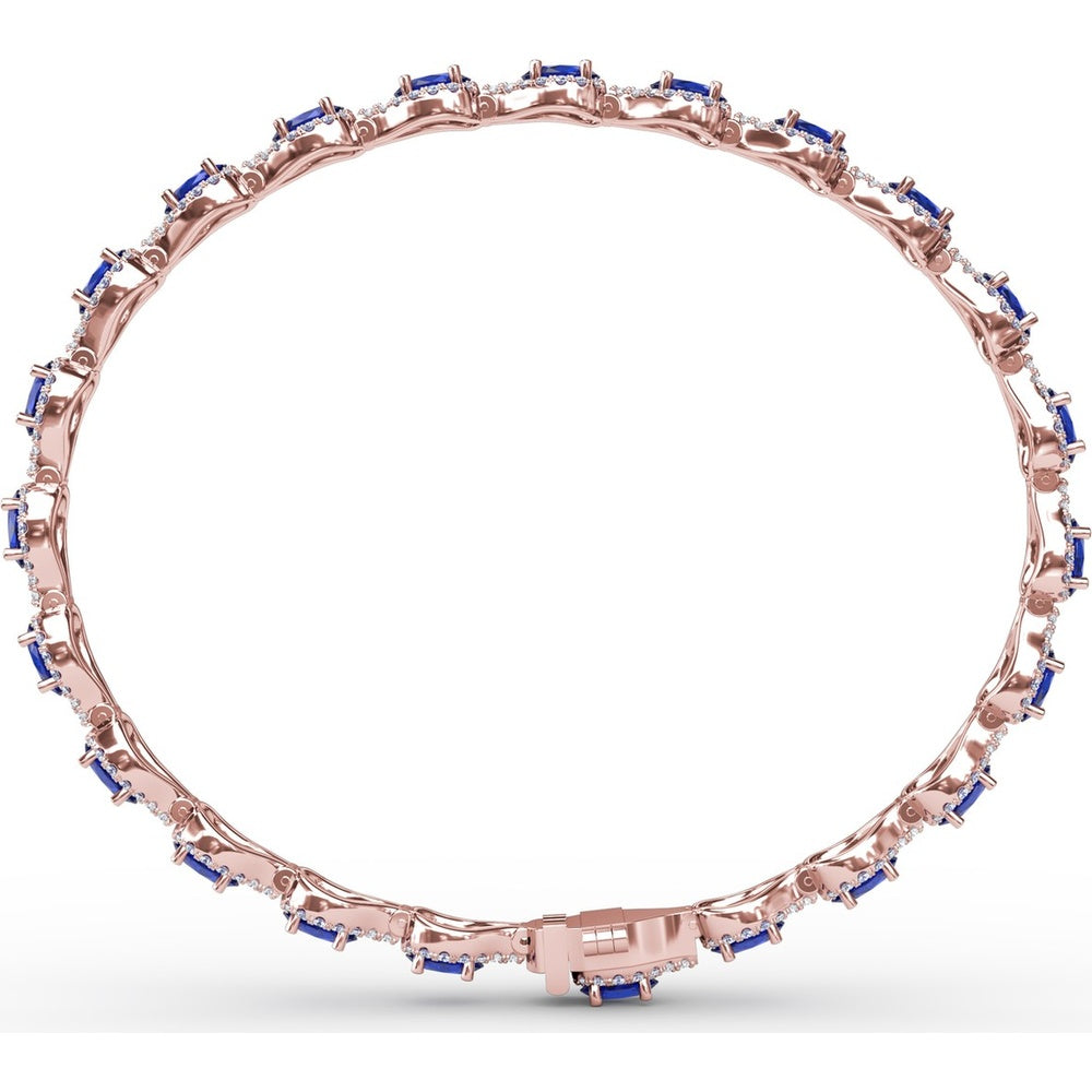 Openwork Bracelet with Halo-Set Oval Sapphires and Pavé Diamonds by Fana - 9.65 Carat Total Gemstone Weight