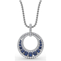 Openwork Circle Pendant with Pavé Diamonds and Round Blue Sapphires by Fana - 1.14 Carat Total Gemstone Weight
