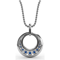 Openwork Circle Pendant with Pavé Diamonds and Round Blue Sapphires by Fana - 1.14 Carat Total Gemstone Weight