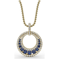 Openwork Circle Pendant with Pavé Diamonds and Round Blue Sapphires by Fana - 1.14 Carat Total Gemstone Weight