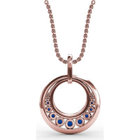 Openwork Circle Pendant with Pavé Diamonds and Round Blue Sapphires by Fana - 1.14 Carat Total Gemstone Weight