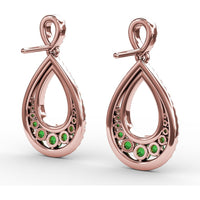 Openwork Drop Earrings with Pavé Diamonds and Graduated Round Emeralds by Fana - 2.00 Carat Total Gemstone Weight