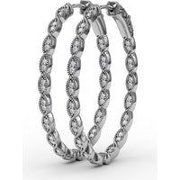 Openwork Filigree Hoop Earrings with Milgrain Bezel Set Round Diamonds by Fana - 0.46 Carat Total Diamond Weight