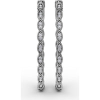 Openwork Filigree Hoop Earrings with Milgrain Bezel Set Round Diamonds by Fana - 0.46 Carat Total Diamond Weight