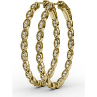 Openwork Filigree Hoop Earrings with Milgrain Bezel Set Round Diamonds by Fana - 0.46 Carat Total Diamond Weight