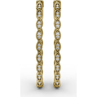 Openwork Filigree Hoop Earrings with Milgrain Bezel Set Round Diamonds by Fana - 0.46 Carat Total Diamond Weight