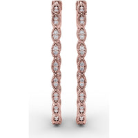 Openwork Filigree Hoop Earrings with Milgrain Bezel Set Round Diamonds by Fana - 0.46 Carat Total Diamond Weight