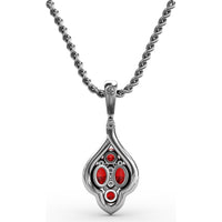Openwork Halo Pendant with Round Rubies and Pavé Diamonds by Fana - 1.66 Carat Total Gemstone Weight