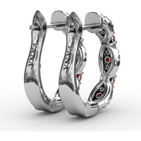 Openwork Hoop Earrings with Pavé Diamonds and Round Rubies by Fana - 1.24 Carat Total Gemstone Weight