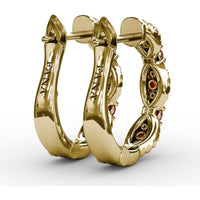 Openwork Hoop Earrings with Pavé Diamonds and Round Rubies by Fana - 1.24 Carat Total Gemstone Weight
