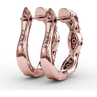 Openwork Hoop Earrings with Pavé Diamonds and Round Rubies by Fana - 1.24 Carat Total Gemstone Weight