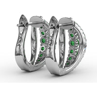 Openwork Hoop Earrings with Round Emeralds and Pavé Diamonds by Fana - 0.85 Carat Total Gemstone Weight