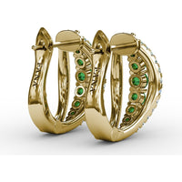 Openwork Hoop Earrings with Round Emeralds and Pavé Diamonds by Fana - 0.85 Carat Total Gemstone Weight