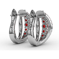 Openwork Hoop Earrings with Round Rubies and Pavé Diamonds by Fana - 0.97 Carat Total Gemstone Weight