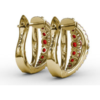 Openwork Hoop Earrings with Round Rubies and Pavé Diamonds by Fana - 0.97 Carat Total Gemstone Weight