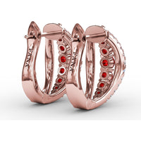 Openwork Hoop Earrings with Round Rubies and Pavé Diamonds by Fana - 0.97 Carat Total Gemstone Weight