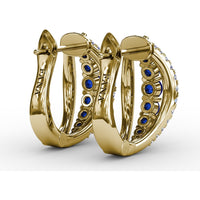 Openwork Hoop Earrings with Round Sapphires and Pavé Diamonds by Fana - 0.95 Carat Total Gemstone Weight