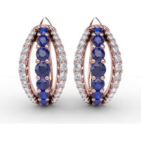 Openwork Hoop Earrings with Round Sapphires and Pavé Diamonds by Fana - 0.95 Carat Total Gemstone Weight