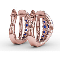 Openwork Hoop Earrings with Round Sapphires and Pavé Diamonds by Fana - 0.95 Carat Total Gemstone Weight