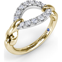 Openwork Marquise Ring with Pavé Set Round Diamonds by Fana - 0.37 Carat Total Diamond Weight